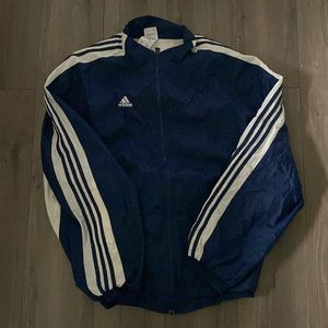 Adidas navy and white wind breaker mendy